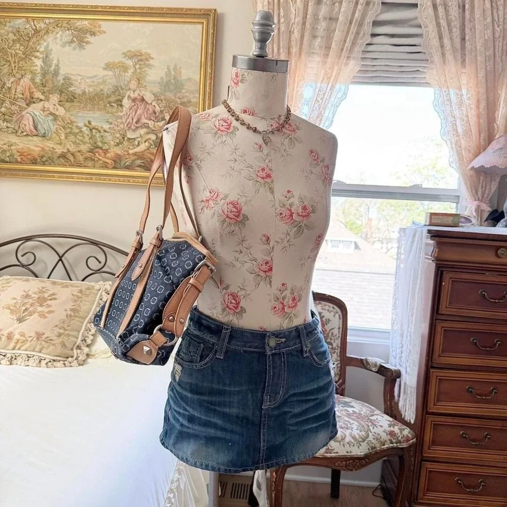 Y2K Nine West blue canvas‎ shoulder bag one size
